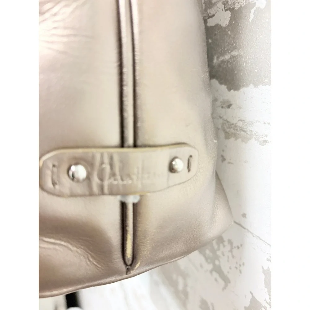 Cole Haan Avery Large Metallic Pewter Hobo Shoulder Bag Y2K Buckle Slouchy